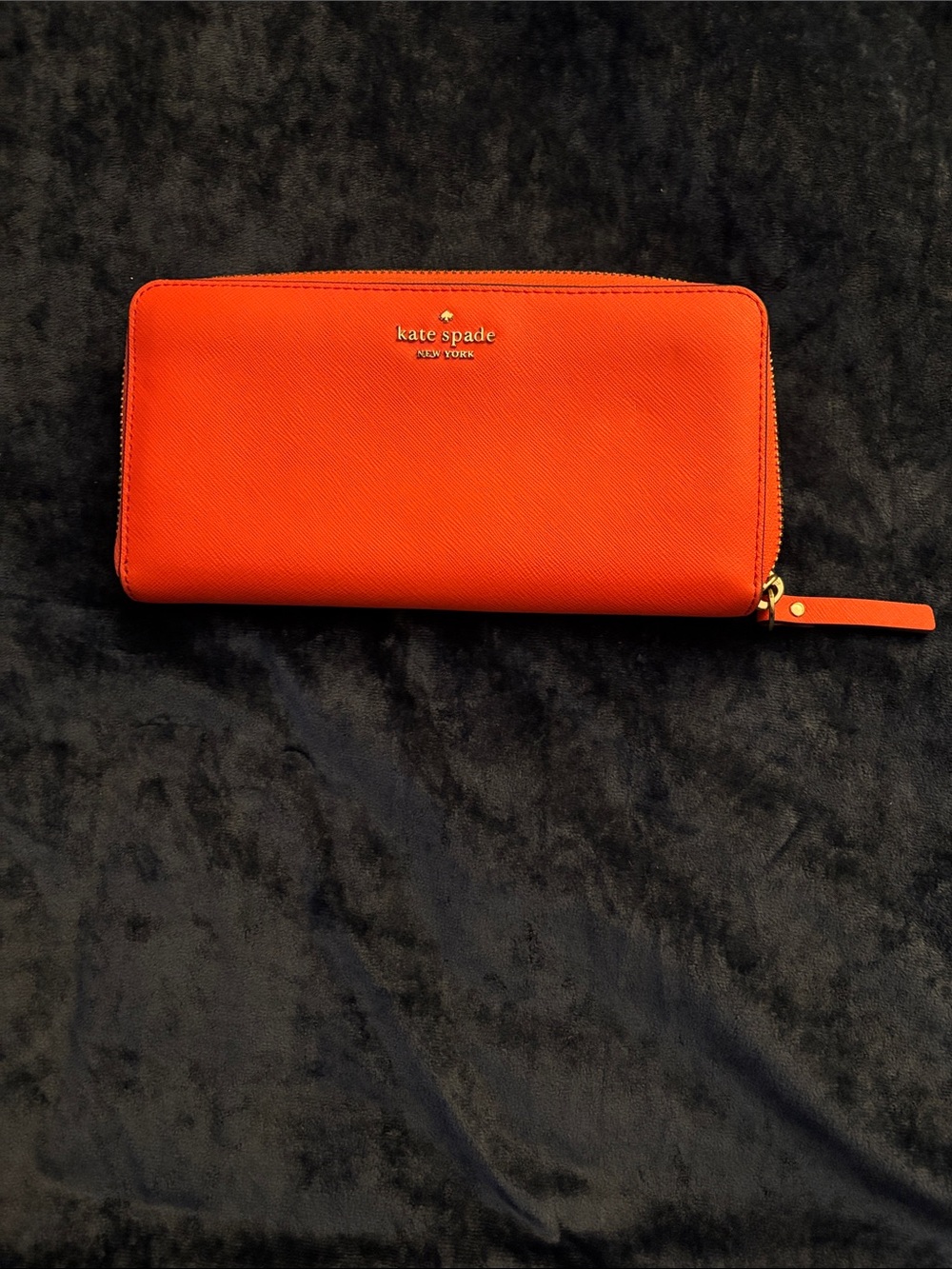 kate spade Orange Zip-Around Wallet with Gold Hardware